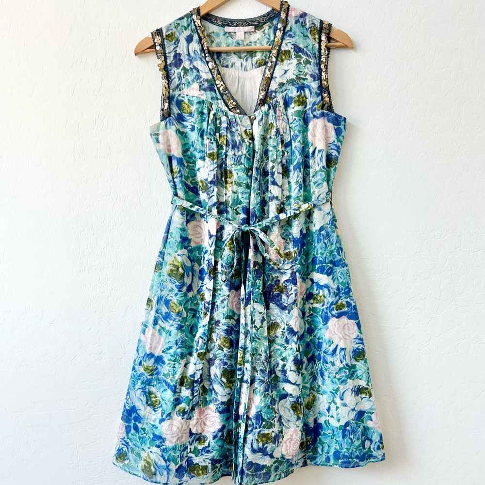 Rebecca Taylor Water Color Dress, Sequin Collar, Size 4, Excellent Condition